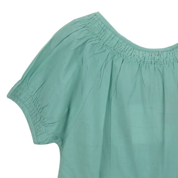 BOHO SmockTop Women Size Small Keren Hart Embroidered Hippie Boho Sage Green - Picture 7 of 8